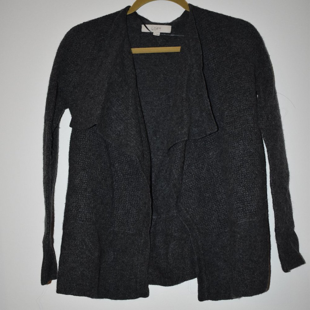LOFT Grey Asymmetrical Cardigan | Size M
